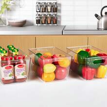 YIHONG 6 Pack Clear Pantry Organizer Bins, Plastic Containers With Handle For Kitchen,Freezer,Cabinet,Closet,Bathroom Under Sink Storage - 4 - 查看 8