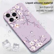 Liquid Silicone Sakura Flower Phone Case, Compatible With IPhone 17 Air, 16e, 16, 15 Pro Max, 14 Plus, 13 Mini, 12 Pro, 11, X, XS, XR, XS Max, 7, 8 Plus, SE2, SE3, As Well As , Poco, And Other Models - Purple - View 3