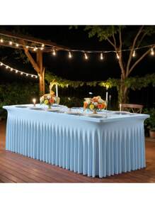 1 pieza Mantel de mesa de tela de espándex blanco, resistente a las arrugas y lavable, se ajusta a mesas de comedor rectangulares, funda elástica para mesa de patio, adecuada para bodas, banquetes, fiestas, estilo Ins de lujo, mantel elástico blanco para hotel, banquete, cumpleaños, conferencia