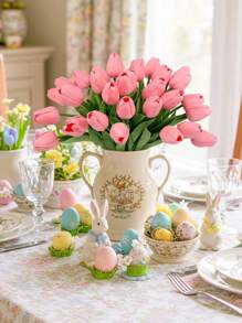 1/5 Tulipanes artificiales, con un toque realista, específicamente en forma de ramos de flores artificiales de color rosa. Adecuado para decorar varios escenarios como bodas, habitaciones, restaurantes, cocinas, salas de estar, dormitorios, hogares, baños, hoteles, fiestas y todo tipo de eventos. Se utiliza como regalo para el Día de San Valentín y Año Nuevo. Para Pascua, Día de la Madre, Día del Padre, fiestas de cumpleaños, decoraciones de graduación. Regalos.