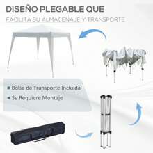 Outsunny Outsunny Carpa Plegable 2.4x2.4m Cenador de Jardín Impermeable Diseño Pop Up de Acero y Cubierta de Tela Oxford Gazebo para Exterior