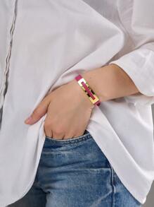 1 Stück PU Leder Armband, neues elegantes Design mit verstellbarer Schnalle, geeignet als Geschenk und für den täglichen Gebrauch