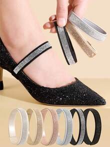 2 piezas Correas invisibles para cordones de zapatos, banda elástica ajustable para tacones altos y planos, sujeción para talón de zapato, negro - Multicolor - Ver 10