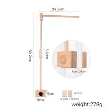 Soporte de campana de cama cuadrado de madera, accesorio de cuna para bebé, estante colgante multifuncional para juguetes de bebé, base giratoria de fácil instalación para atraer la atención del bebé