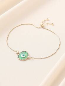 1 件精致恶魔眼不锈钢蜻蜓锆石吊坠可调节铜心手链女士