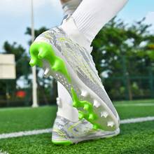 YOVKSI [Chuteiras de futebol de treinamento para fãs da Copa do Mundo] Chuteiras FG masculinas para jovens e adolescentes, chuteiras de futebol de treinamento com travas de tração dinâmica, chuteiras de competição de futebol profissional com suporte de tornozelo, design de cabedal de couro PU leve, adequadas para superfícies de grama e gramado (tamanho: 34-46) - Branco - Ver 5