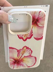 Funda protectora de TPU antichoque y antigotas compatible con iPhone 16, 15, 14, 13, 12, 11 Pro Max, con diseño de 1 flor rosada