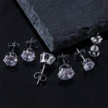 6 Paia Di Orecchini Con Zirconia Cubica Per Donne E Uomini, Orecchini A Perno In Acciaio Inossidabile Ipoallergenici Con CZ Per Cartilagine, 3mm 4mm 5mm 6mm 7mm 8mm