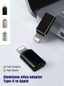 铝合金适配器，Type-C 转 Apple/Apple 转 Type-C 转换器，兼容 Type-C/Apple 数据线，充电和文件传输，小巧便携 - 彩色 - 查看 1