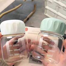 300毫升小玻璃杯，耐热，便携，可用作咖啡杯、牛奶杯、瓶装水杯、可爱有趣的儿童玻璃杯、儿童牛奶杯、豆奶杯、果汁杯等。 - 粉色 - 查看 8