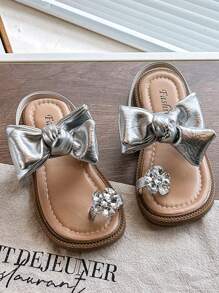 Girls' Popular Fashion Pearl Lace Up Outdoor Slide Sandals, Soft And Comfortable