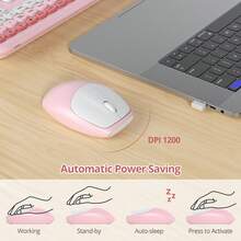 Quiet Wireless Keyboard And Mouse, Retro Typewriter-Style Full-Size Colorful Keyboard And Mouse Combo, Slim Design, Low-Noise Typing For Windows PC Laptop - Màu Hồng  Dưa hấu - Xem 5