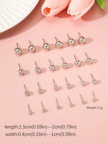 12 paires de boucles d'oreilles fantaisie à perles, couleurs or, argent, blanc, noir