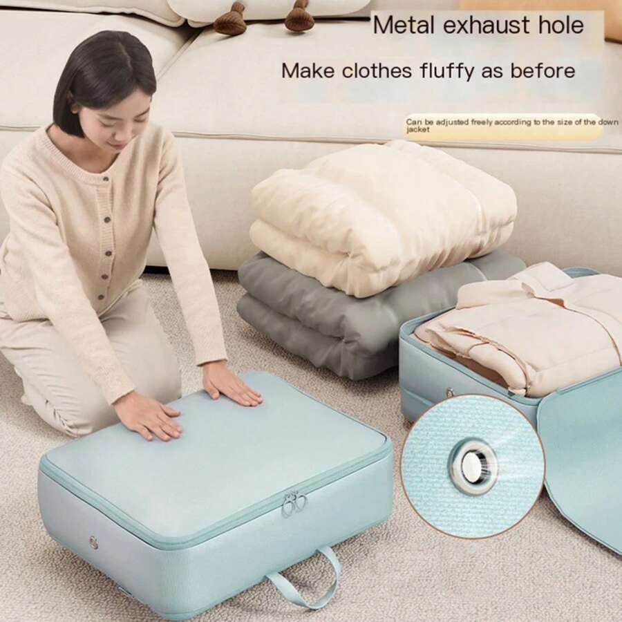 Bolsa de embalaje de ropa de compresión, bolsa de embalaje para ahorro de espacio, almacenamiento de guardarropa, organizador de equipaje, suministros de acampada, 1. - Marfil - Ver 1