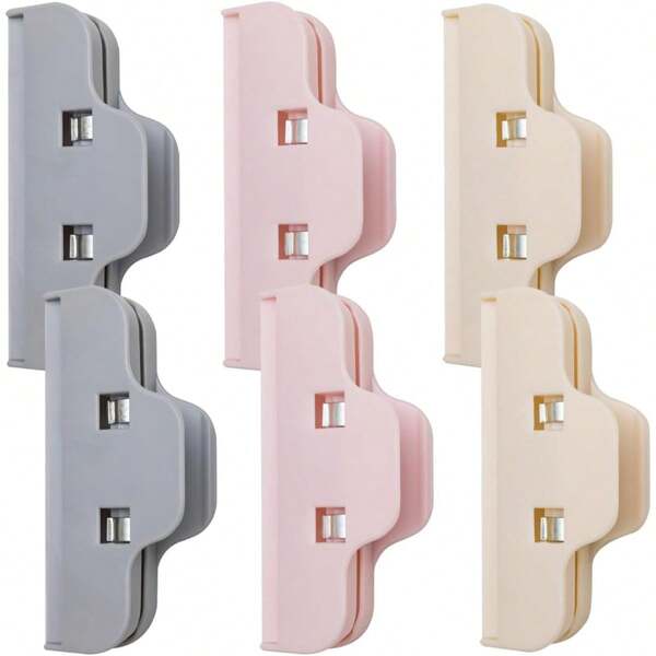 Paquete de 6 clips de chip grandes, clips reutilizables para sellado de bolsas de aperitivos, sellador de bolsas de almacenamiento de alimentos, clips de cocina multiusos para envasado de