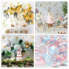 12 Stücke/Packung, 3D Schmetterling Wanddekoration, 3 verschiedene Größen, goldfarbene Schmetterling Wandaufkleber, geeignet für Geburtstag, Party, Torte, Hochzeit, Wohnzimmer, Schlafzimmer Wanddekoration, abnehmbare Wandaufkleber