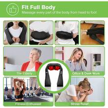 Masajeador de Espalda Masajeador de Cuello, Masajeador de Espalda y hombros con Calor, Masaje Cuello  con 3 Velocidades, Masajeador Eléctrico para Hombros, Piernas, Pies, alivio del dolor Muscular Corporal, Regalos para Mamá y Papá - Negro1 - Ver 9