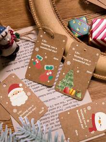 8/16/24pcs Christmas Cute Hats, Santa Claus, Snowman, Christmas Tree, Christmas Socks Series Cute Pendants, Gift Envelope Pendants, Christmas Tree Pendants Customized Text, Car Pendants, Christmas Tree Pendants - Multicolor - View 4