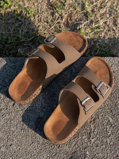 صنادل نسائية مفتوحة الأصابع بتصميم كلاسيكي، مصنوعة من الجلد المدبوغ، مريحة وغير انزلاقية وثابتة، حذاء صيفي مناسب للسيدات