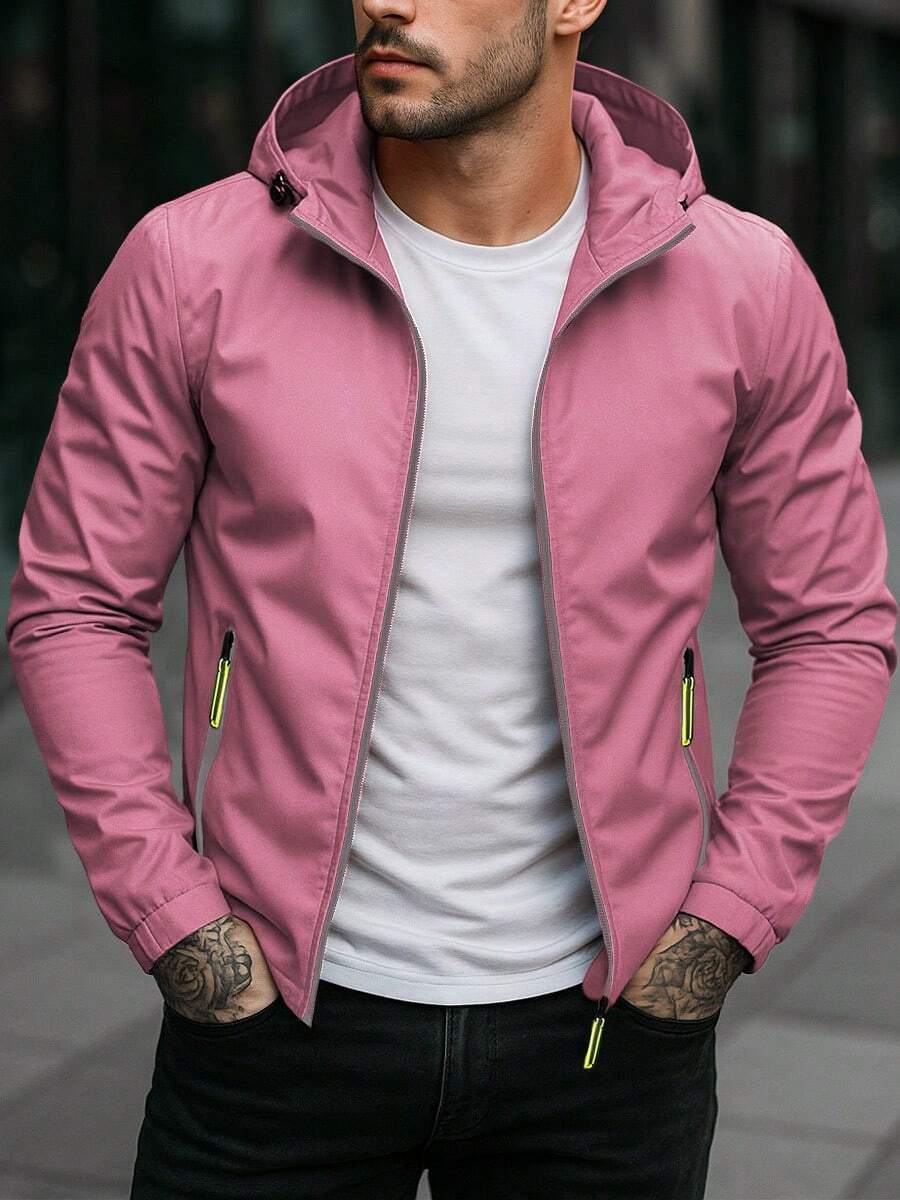 Chaqueta Rompevientos para Hombre Ligero – Estilo Urbano, Ideal para viento y Clima Fresco - Rosa coral - Ver 1