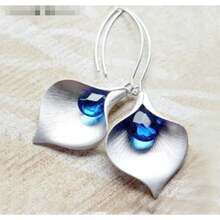 Long Earrings Styling Blue Vintage Earrings Popular Fashion Female New Models - 銀 - 查看 2