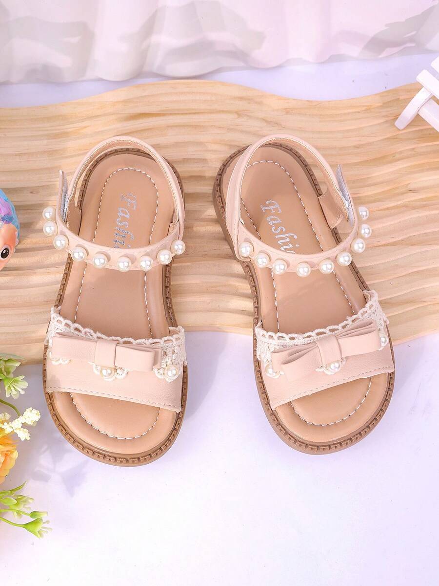 女童夏季新款时尚可爱凉鞋，儿童软底蝴蝶珍珠公主鞋，女童平底罗马凉鞋，幼儿/儿童沙滩校鞋