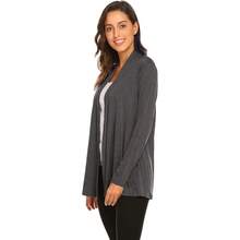 Newchoice Womens Casual Lightweight Long Sleeve Cardigan Soft Drape Open Front Fall Dusters (S-3XL) - Dark Grey - View 5