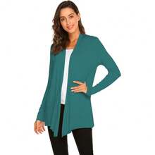 Newchoice Womens Casual Lightweight Long Sleeve Cardigan Soft Drape Open Front Fall Dusters (S-3XL) - Teal Blue - View 5