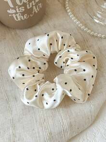 1个缎面波点发圈 - 复古柔软发绳，高弹力发髻固定绳，发圈，发饰，马尾辫发饰 - 彩色 - 查看 8