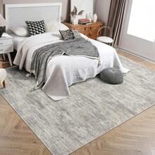 Washable Area Rugs, Modern Abstract Plain Texture Living Room Carpet, Contemporary Non-Slip Accent Floor Mat For Bedroom Dining Room - 灰褐色 - 查看 4