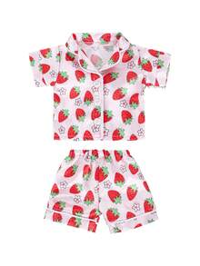 Fits 16-18 Inch Reborn Doll Clothes, 2Pcs Strawberry Pajama Set For 43CM Doll Outfit (Doll Not Included) - Multicolor - View 7