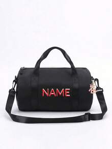 Personalized Dance Bag, Customizable With Your Name. Ideal For Dance, Sports, Latin Dance And Various Occasions. Large Capacity Design Allows It To Be Used As Both A Shoulder Bag And A Travel Bag, Practical And Convenient For Daily Use. Also Makes A Great Gift For Friends And Family. - Black Pink Letter Pendant - View 19