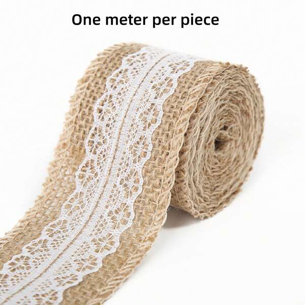 1m/Roll] Hemp Roll Lace Lace Vintage Handmade DIY Materials Wedding Decorative Lace Cloth Holiday Crafts Hemp Roll Lace Linen Roll Handmade Knitting Materials Home Decorative Lace Curtains Tablecloth Lace Edging Clothing Accessories