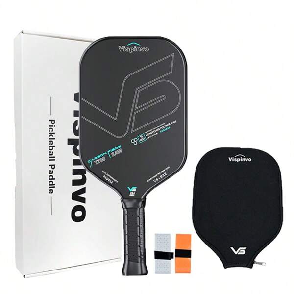 VISPINVO Pickleball Paddle, 16MM T700 Thermoformed Raw Carbon Fiber Pickleball Paddle, USAPA Approved, Polypropylene Honeycomb Core, Foam Injected Edges For Expanded Sweet Spot, Control And Balance