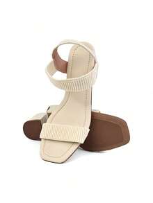 Women's Casual Sandals Thick Heel 5CM Elastic Straps Easy Fit Female Fashion - White - View 2
