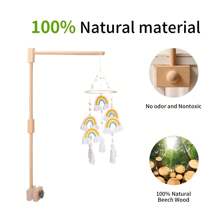 Soporte de campana de cama cuadrado de madera, accesorio de cuna para bebé, estante colgante multifuncional para juguetes de bebé, base giratoria de fácil instalación para atraer la atención del bebé
