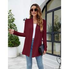 Newchoice Womens Casual Lightweight Long Sleeve Cardigan Soft Drape Open Front Fall Dusters (S-3XL) - Anggur Merah - View 8