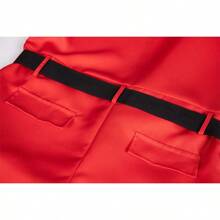 3pcs/Set Korean Movie/Game Cosplay Costume, Adult Halloween Stage Performance Outfit Including Hooded Jumpsuit, Gloves, Belt