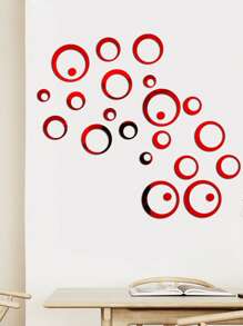 24 piezas de pegatinas de espejo de pared redondo autoadhesivas de acrílico para decoración del hogar, baño, dormitorio, sala de estar, oficina, arte moderno DIY, calcomanías decorativas redondas removibles, resistentes al agua y al aceite, adecuadas para decoración de sala de estar, dormitorio (rojo/negro/azul/plateado/dorado). Decoración de pared Espejo de pared Espejo para decoración de habitación, baño, sala de estar