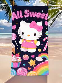 250gsm Super Soft Microfiber Quick Dry Beach Towel, Cute Cartoon Character Printed, Suitable For Beach, Yoga Mat, Sunscreen Shawl, Travel, Camping, Swimming, Picnic, 70*140cm - Multicolor - View 9