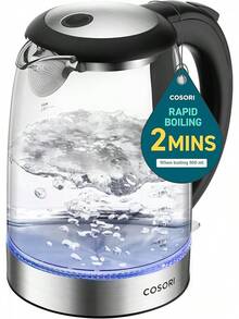 Electric Kettle, No Plastic Filter & Spout, Stainless Steel Inner Lid, Tea Kettle & Hot Water Boiler For Coffee & Tea, Water Heater & Teapot, Automatic Shut Off, Black, 1.7L/1500W - Black - View 13