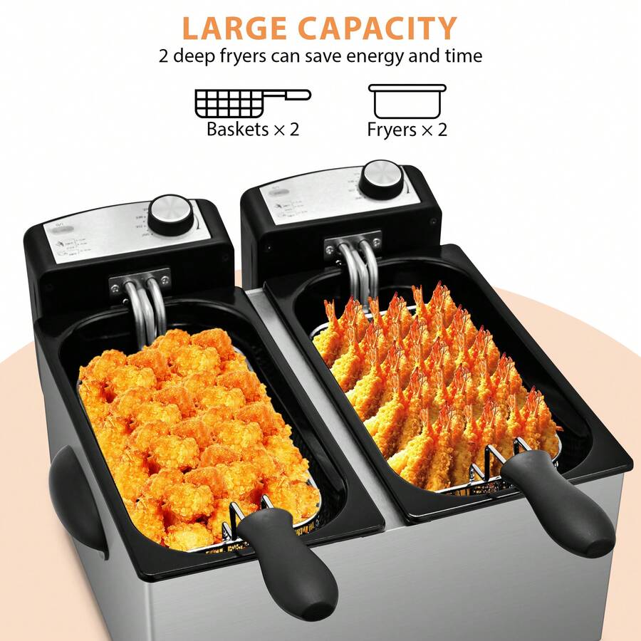 SUSTEAS 1500W Home Deep Fryer: A Kitchen Must-Have With Basket, Temp Control, Removable Lid & 2.5L Easy-Clean Pot - Ideal Gifts & Gift Ideas For Culinary Enthusiasts 304 Stainless Steel - Xem 1