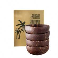 天然植物椰壳碗，沙拉碗，冰淇淋碗，学生碗，厨房餐具，木碗，木勺， - 彩色 - 查看 9