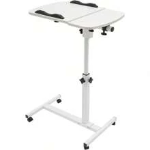 Angle & Height Adjustable Rolling Table Desk,Laptop Notebook Stand Tiltable Tabletop Desk For Home,Office,White