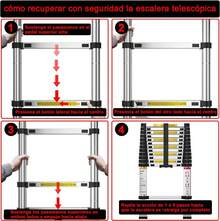 Escalera Telescópica de 2.9 Metros, Escalera de Telescópica de Aluminio Soporta 150 kg, Plegable De retracción Multiusos Extensible Compacta y Portátil De Escalón - 2,9 millones - Ver 8
