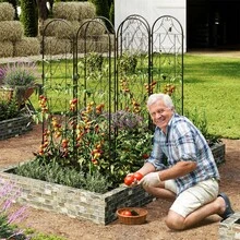 2 Pack/4 Pack Panels No Dig Dog Fence Outdoor - 74.8 Inch Tall Rustproof Animal Barrier With Gate, Decorative Garden Fence Panels For Yard Border, Patio(74.8 X 21.6 Inch) - 2PCS - View 3
