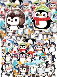 50pcs Penguin Doodle Cartoon Animal Pattern Cute DIY Stickers, Waterproof For Skateboard, Mobile Phone Case, Luggage, School Supplies,Back To School