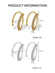 1 pièce 925 bague en argent sterling double anneau pour piercing de nez, boucles d'oreilles minuscules en anneau pour femmes, anneau de piercing de nez pour femmes, bijoux de piercing de nez