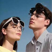 1 件简约百搭超大方形框架时尚眼镜，可套在时尚眼镜上，可近视眼镜盖，适合男女户外派对度假旅行驾驶用品摄影道具返校时尚学院风 - 彩色 - 查看 6