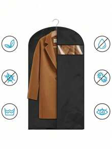 5pcs/ 1pc Clothes Dust Cover, Modern Drop Cloth Sheet For Household Half-Transparent Dustproof Cover For Clothes, Thicken Zippered Suit Cover, Waterproof Garment Cover Wedding Dress Protective Cover - Black - View 10
